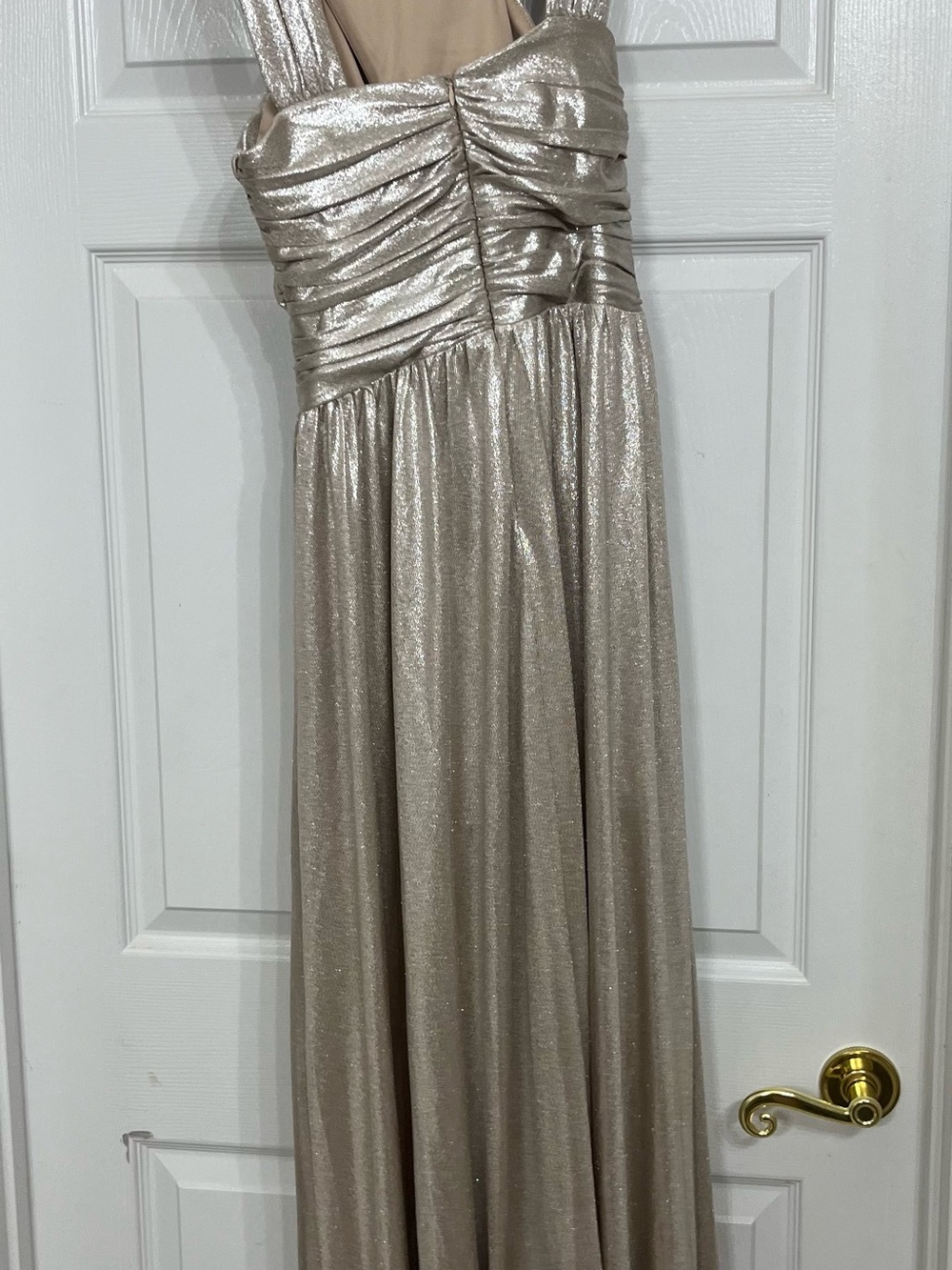 Aakaa Metallic Champagne Maxi Dress